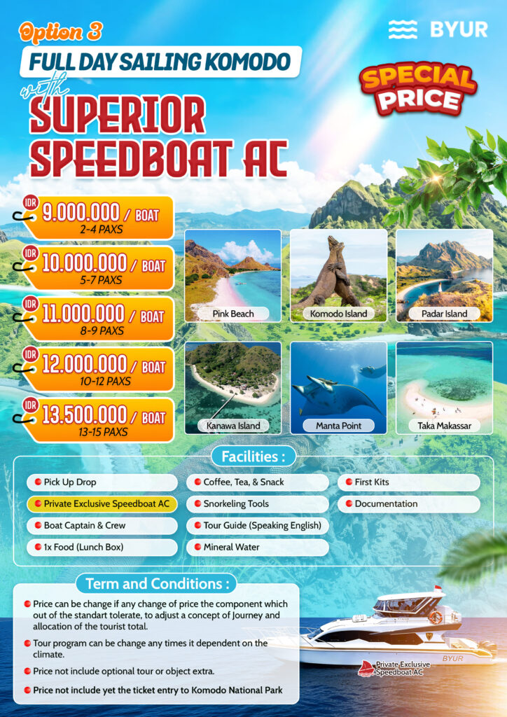 ONE DAY TRIP KOMODO PRIVATE SPEEDBOAT SUPERIOR